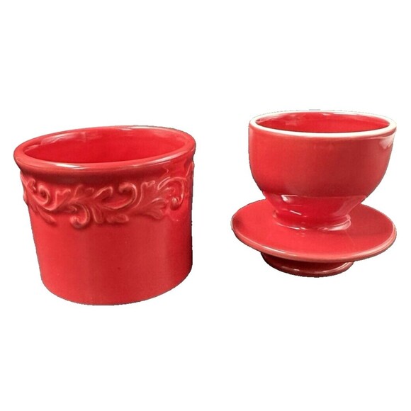 Butter Belle Crock Red Ceramic Butter Keeper by Tremain - Picture 6 of 8